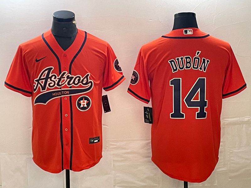 Men Houston Astros #14 Dubon Orange Nike Co Branding Game MLB Jersey style 3
